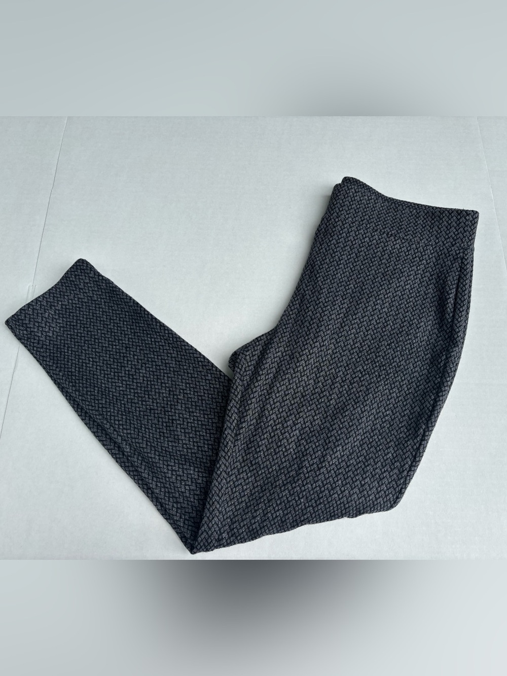 Loft Gray Black Abstract Skinny Pull On Dress Pants PM Petite Medium Excellent